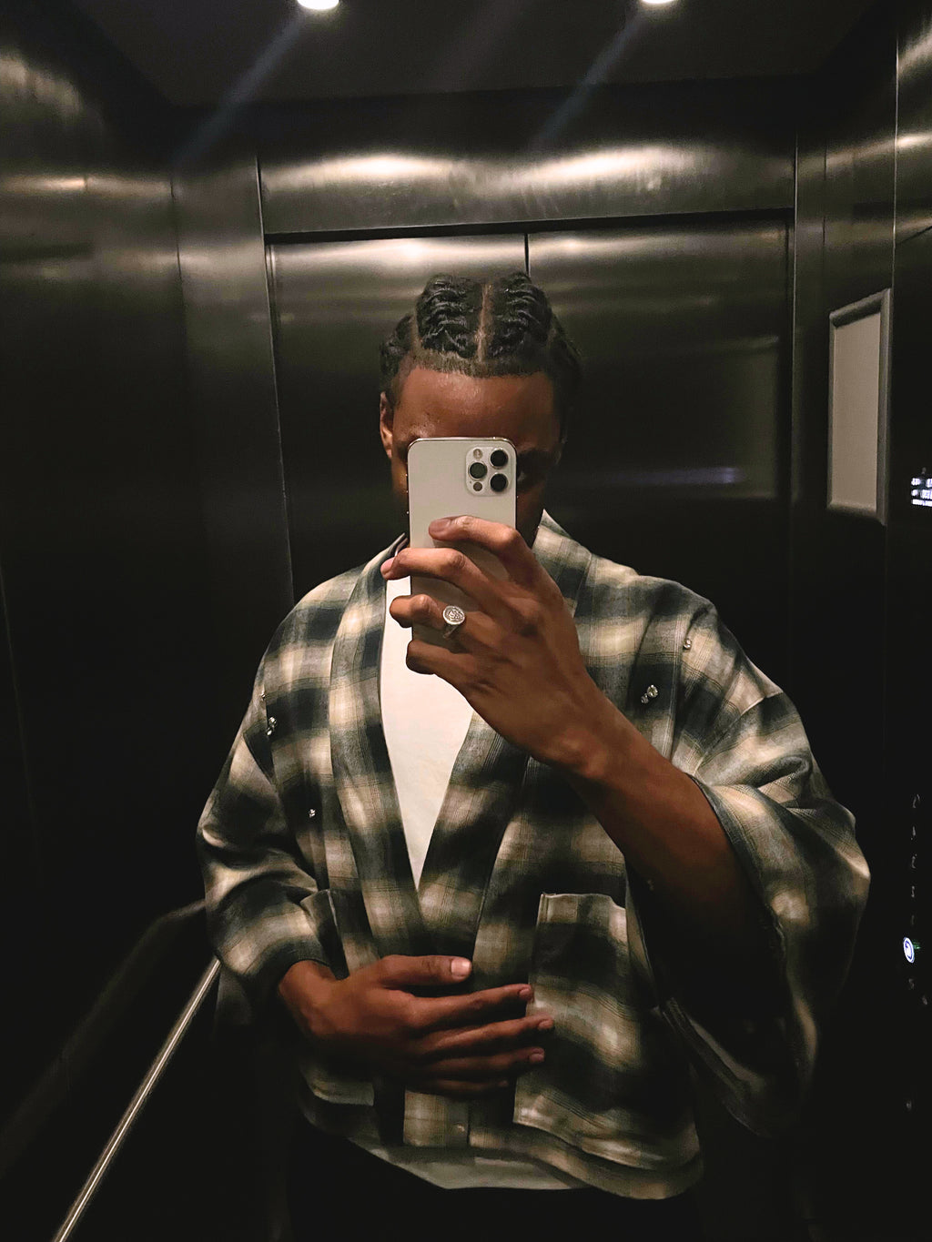 Embellished Flannel Kimono In Emerald Haze