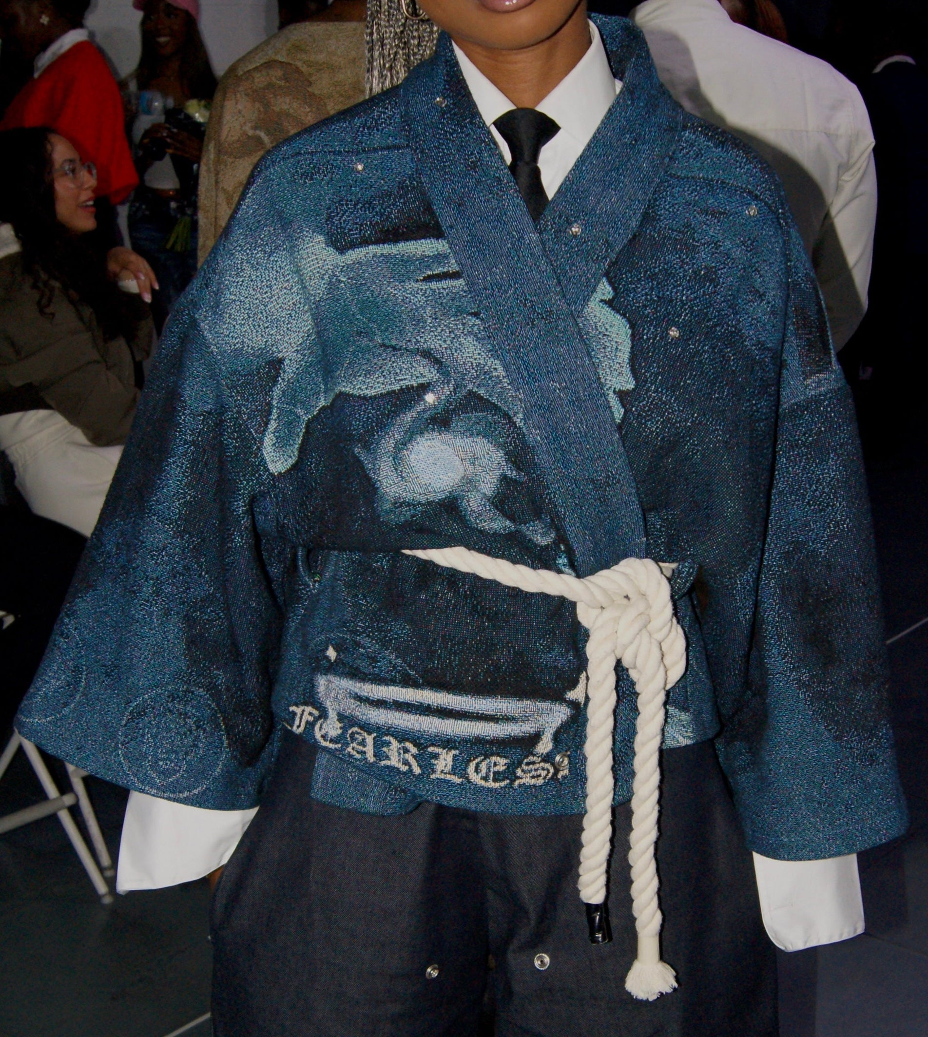 Embellished Tapestry Kimono - Ocean Blue