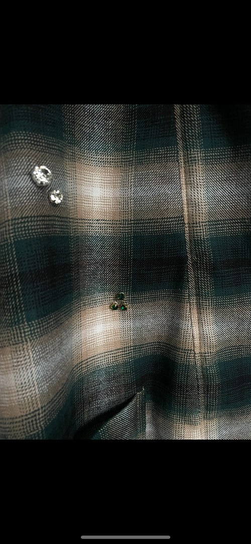 Embellished Flannel Kimono In Emerald Haze