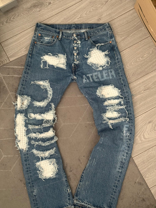 Custom Denim Jeans with Waffle Knit - 1 of 1