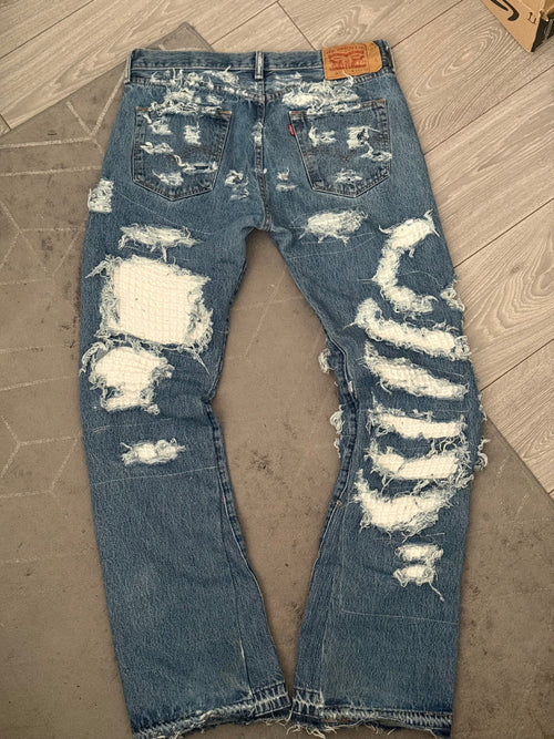 Custom Denim Jeans with Waffle Knit - 1 of 1